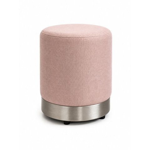 Puff com Rodapé Prata Rosa Linho - Let Móveis