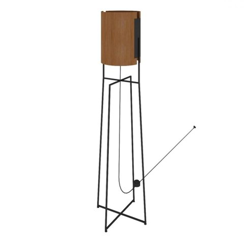 Luminária Sicília Cupula Cor Amendoa com Base Metal Preta 161 Cm - 63598