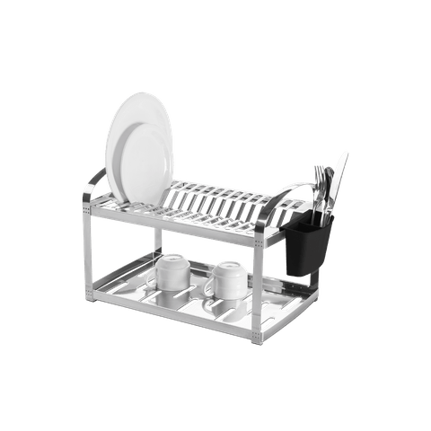 Escorredor de Louças 16 Pratos Brinox Suprema Aço Inox e Escorredor de Talheres Coza Preto