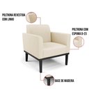 Ver imagem 2 de Kit 2 Poltronas Base de Madeira Fixa Preto Marisa Linho Bege A19 D03 - D'Rossi