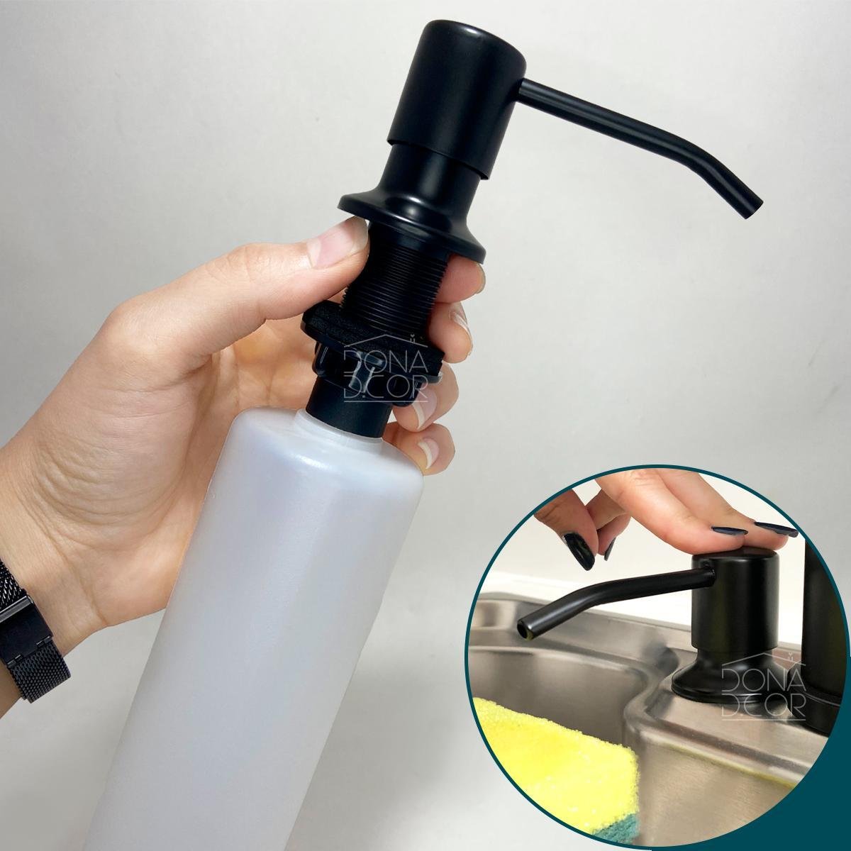 Porta Detergente Dispenser de Embutir Preto Fosco Inox 350ml - 5