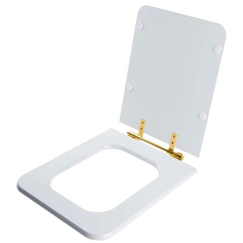 Assento Sanitario Poliester Antibacteriano Square Branco para Vaso Incepa Cidamar com Ferragem
