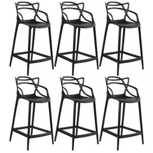 Kit 6 Banquetas Altas 76 Allegra Master Cozinha Preto