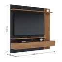 Ver imagem 3 de Home Suspenso Estante Patrícia 1.8 para TV até 65 Polegadas 3 Portas Preto Fosco/ Noce Milano - Bela