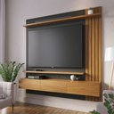 Ver imagem 2 de Home Suspenso Estante Patrícia 1.8 para TV até 65 Polegadas 3 Portas Preto Fosco/ Noce Milano - Bela