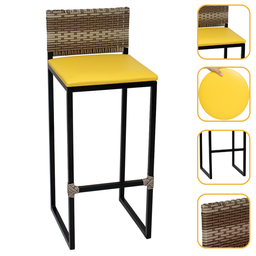Banqueta Quadrada Junco Cappuccino para Balcão Ilha Cozinha Área Gourmet Bancada Piscina Bar - 1