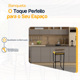 Banqueta Quadrada Junco Cappuccino para Balcão Ilha Cozinha Área Gourmet Bancada Piscina Bar - 3