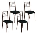 Ver imagem 1 de Kit 4 Cadeiras Paraty Corino Preto Tubo Marrom Cafe