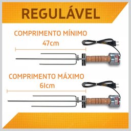 Kit Com 2 Espetos 220V Giratórios Flex Tridente Churrasco - 4