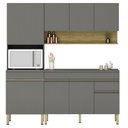 Ver imagem 1 de Armário de Cozinha 3 Peças Balcão 120cm com Tampo Lina06 K02 Gris/Freijó - Mpozenato