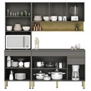 Ver imagem 2 de Armário de Cozinha 3 Peças Balcão 120cm com Tampo Lina06 K02 Gris/Freijó - Mpozenato