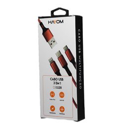 Cabo Usb 3 Em 1 - Tipo C /iPhone/ Microusb - Cb1120 Vermelho - 3