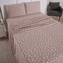 Ver imagem 2 de Jogo de Cama Lençol Queen Poá 100% Algodão Bege Estampado Bolinha Toque Macio 4 Peças