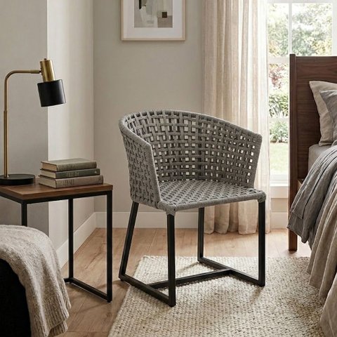 Poltrona Design Moderno Confortavel para Sala e Quarto Cinza Belga