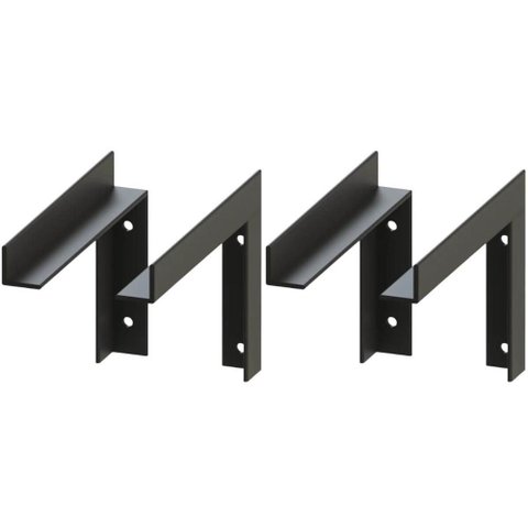Conjunto 4 Suportes para Prateleira Mãos Francesas Reforçadas Pretas Cantoneira Aço Carbono