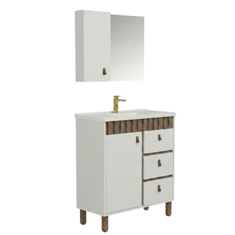 Conjunto Gabinete de Banheiro Cecilia com Pé 60cm