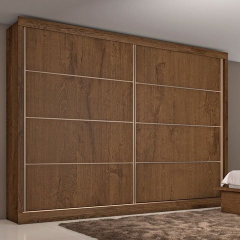 Guarda Roupa Casal 100% Mdf 2 Portas 6 Gavetas - Sevilha- Brauna