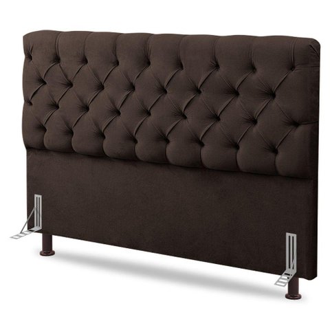 Cabeceira Cama Box Casal Queen Size Lylla 160cm Capitonê com Frame Sintético Marrom - Desk Design