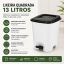 Ver imagem 2 de Lixeira com Pedal Duo Color 13L Plástico Quadrada Branca Tampa Preta Yeet