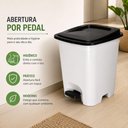 Ver imagem 3 de Lixeira com Pedal Duo Color 13L Plástico Quadrada Branca Tampa Preta Yeet