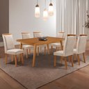 Ver imagem 1 de Mesa de Jantar Copper 180cm Tampo MDF Canto Copo Laminado e 6 Cadeiras Lorena