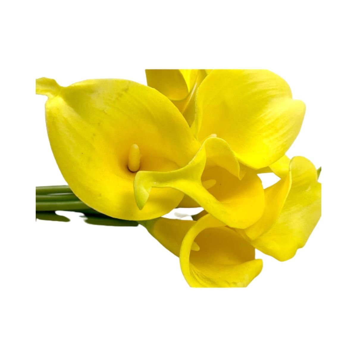 9 Flores Copos de Leite Silicone Artificiais 35cm Amarelo - 5