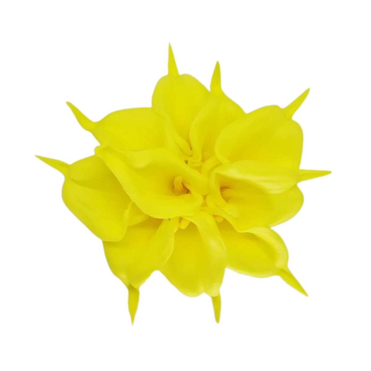 9 Flores Copos de Leite Silicone Artificiais 35cm Amarelo - 2