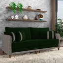 Ver imagem 1 de Sofá Montecarlo 3 Lugares 232cm Veludo/pu Verde/cinza