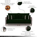 Ver imagem 3 de Sofá Montecarlo 3 Lugares 232cm Veludo/pu Verde/cinza
