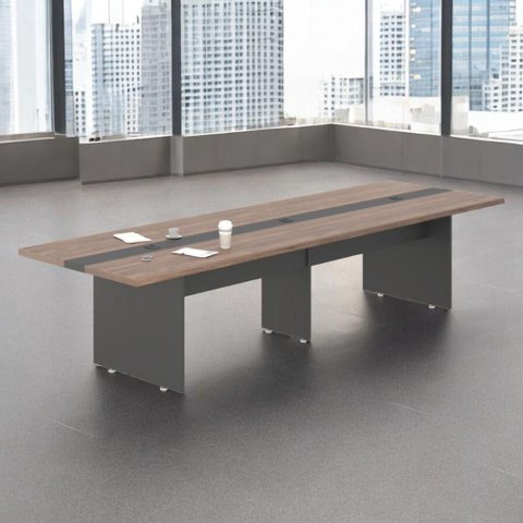 Mesa de Reunião Retangular Évora 8 Lugares 360cm Noce Preto Casah