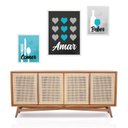 Ver imagem 2 de Set 3 Quadros Comer Beber Amar:moldura Preta