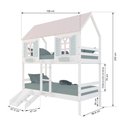 Ver imagem 4 de Beliche Casinha Bela Kit Escada/escorregador - Madeira Maciça Branco/rosa/verde | Housin