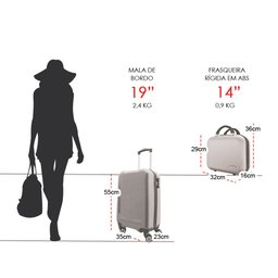 Kit Mala de Bordo mais Frasqueira Rígida ABS - Gladiador A6 Cereja - 7