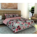 Ver imagem 1 de Cobre Leito Queen 3 Peças Malha 100% Algodão Folhas Rosado