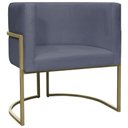 Ver imagem 6 de Kit 2 Poltronas Decorativa Recepção Luna Suede Cores Base de Ferro Champagne Cinza Suede
