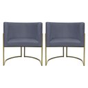 Ver imagem 1 de Kit 2 Poltronas Decorativa Recepção Luna Suede Cores Base de Ferro Champagne Cinza Suede
