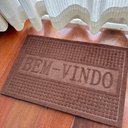 Ver imagem 1 de Capacho Emborrachado Aveludado Entrada Porta Loja Apartamento Tapete Antiderrapante Bem Vindo Marrom