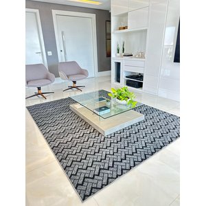 Tapete para sala de estar, & escritório de Feltro de Luxo Zig Cinza   2,00x1,50cm