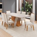 Ver imagem 2 de Conjunto Sala de Jantar 6 Lugares Retangular Tampo de MDF Xangai Cobre/Blonde/Bege - Casa Giulia