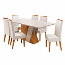Ver imagem 1 de Conjunto Sala de Jantar 6 Lugares Retangular Tampo de MDF Xangai Cobre/Blonde/Bege - Casa Giulia