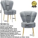 Ver imagem 3 de Cadeira para Recepção Moderna Sala de Espera Ergonômica Tecido Veludo Confortável Pés de Ferro
