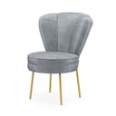 Ver imagem 2 de Cadeira para Recepção Moderna Sala de Espera Ergonômica Tecido Veludo Confortável Pés de Ferro