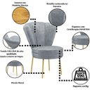 Ver imagem 4 de Cadeira para Recepção Moderna Sala de Espera Ergonômica Tecido Veludo Confortável Pés de Ferro