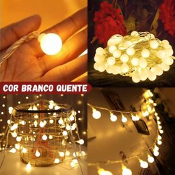 Cordão Led Fio Luz 8 Funções 100 Bolinhas Branco Quente 127v - 7