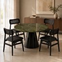Ver imagem 4 de Mesa de Jantar Cone Redonda 160 cm Tampo Mármore Verde Vitória Régia Base Laca Preta