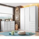 Ver imagem 2 de Jogo de Quarto Infantil Pérola com Guarda Roupa e Cômoda Branco - Phoenix Baby Branco