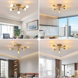 Lustre Sputnik Assimetrico Luminaria 5 Lampadas E27 Iluminaçao Casa Quarto Sala Recepçao Luxo Decora - 3