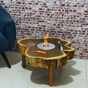 Ver imagem 1 de Mesa Centro Nobre Lareira Rústica Ecológica Inox - Ypê 65cm