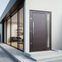 Ver imagem 2 de Porta Pivotante Alumínio Lamb.Visione c/Pux.D.Elite Marrom Corten 216x150 Brimak