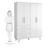 Quarto de Bebê com Guarda Roupa 4 Portas e 3 Gavetas e Berço Retrô Moveis Peroba Branco Brilho - 6